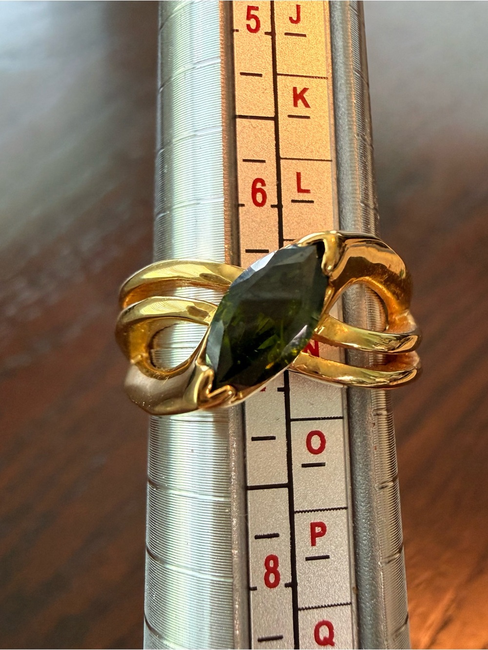 Lia Sophia Sweet Pea Ring Marquise Cut Green Rhinestone Size 7 - Picture 7 of 8